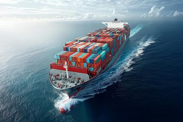 Container ship carrying tank containers at sea